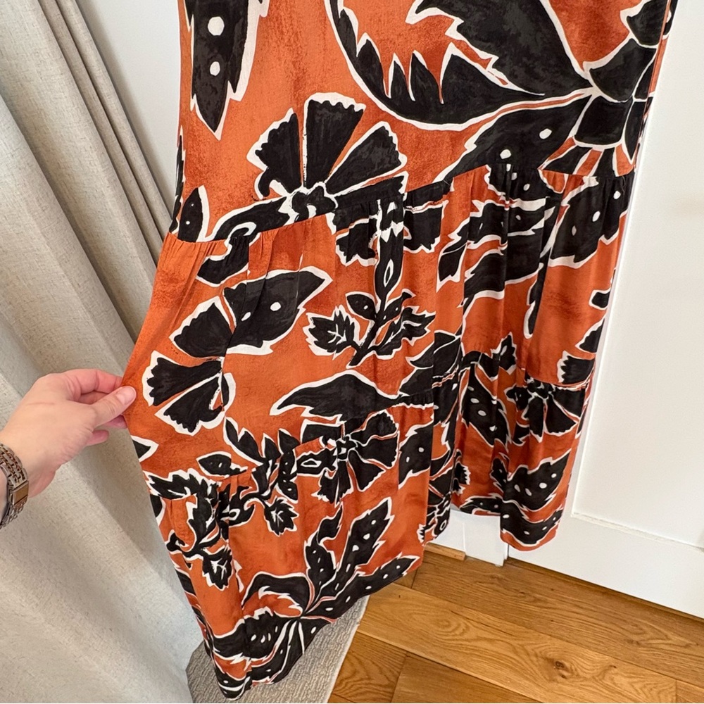 H&M Orange & Black Spaghetti Strap Long Dress - M - Picture 7 of 16